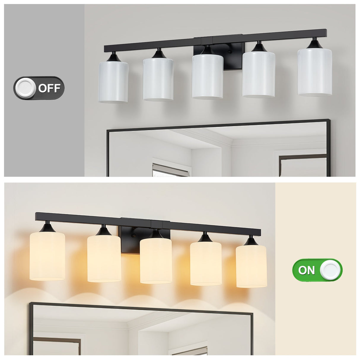 5-Light Matte Black Bathroom Lighting