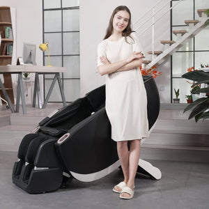 Space Saver Design Zero Gravity Multifunction Massage Chair with SL Type Pulley Guide, Durable Leather, 2D Motor, Black PU