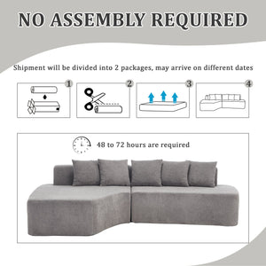 Compression Sectional Couch with Comfy Chaise