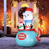 Outsunny 5ft Christmas Inflatable Polar Bear and Penguins Decoration