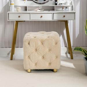 Modern Upholstered Ottoman, Exquisite Small End Table, Soft Foot Stool, Dressing Makeup Chair, Comfortable Seat For Living Room, Bedroom, Entrance