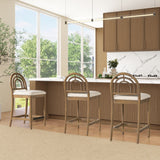 27" Upholstered Counter Stool with Arched Back Wood, Set of 2