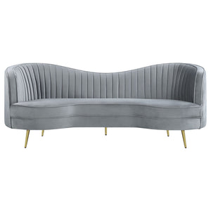 Sophia - 3 Piece Upholstered Channel Tufted Sofa Set - Gray