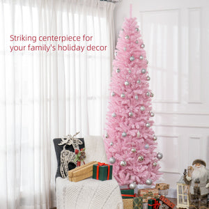 HOMCOM 8' Tall Unlit Slim Douglas Fir Artificial Christmas Tree