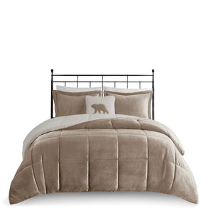 Full/Queen Plush to Sherpa Down Alternative Comforter Set