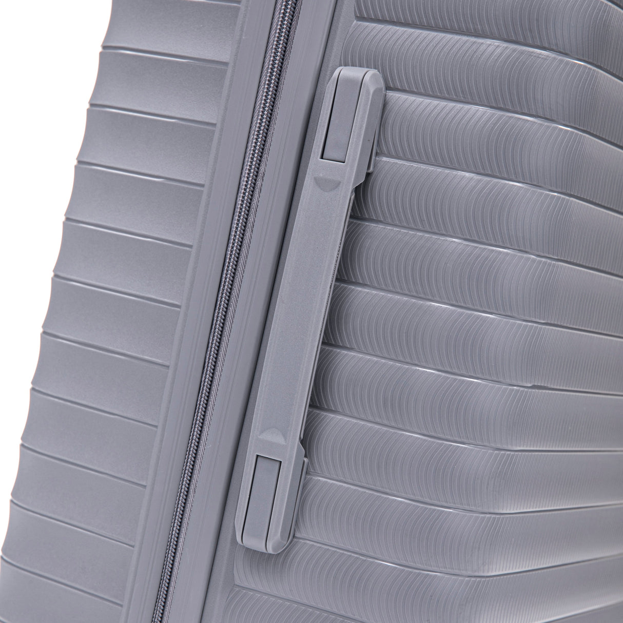 4-Piece PP Spinner Wheel Luggage Set with Cosmetic Case, Light Gray