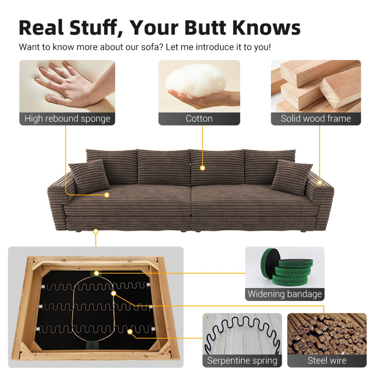 Deep Seat Convertible Sofa With Soft Pillows And Ottomans