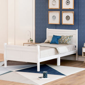 Platform Bed Frame Mattress Foundation Sleigh Bed With Headboard / Footboard / Wood Slat Suppor