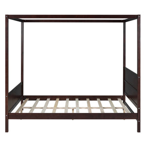 Canopy Platform Bed With Headboard And Footboard, Slat Support Leg