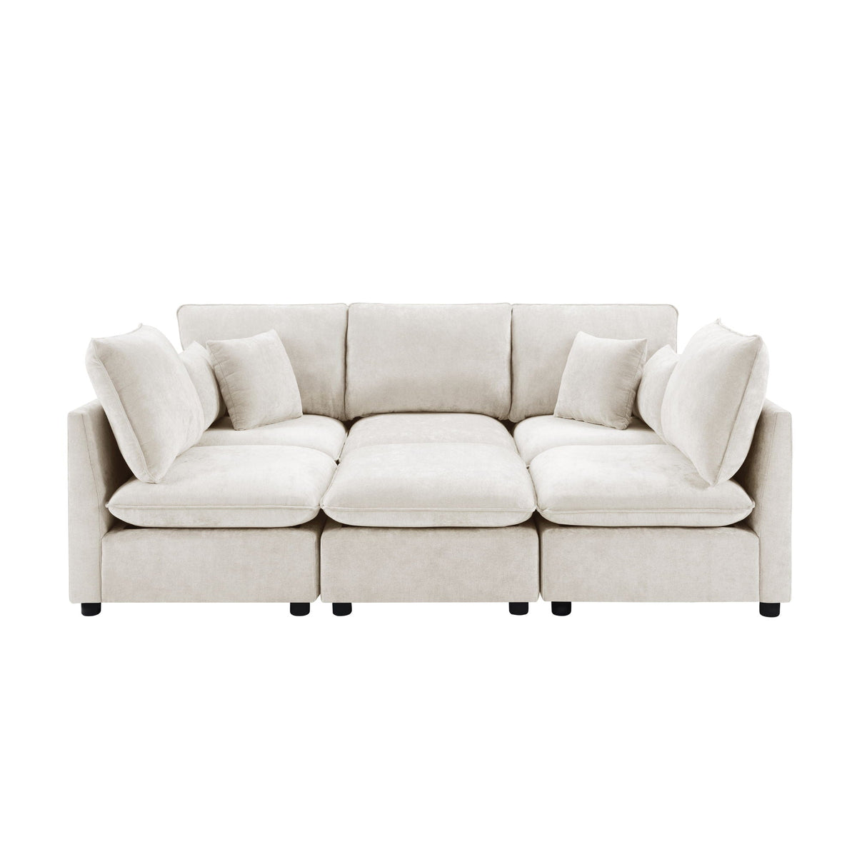 Modern U-Shaped Sectional Sofa with Storage Ottoman & USB Ports - Multiple Colors