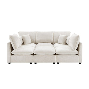 Modern U-Shaped Sectional Sofa with Storage Ottoman & USB Ports - Multiple Colors