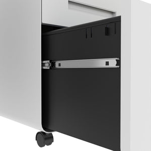 3-Drawer Mobile File Cabinet With Lock, On Wheels, Two Shallow & One Deep Drawer For Office/Home, Fully Assembled - White