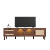 Rattan TV Stand with 3 Cabinets & 2 Drawers