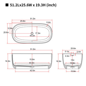 51'' Freestanding Bathtub Resin Stone Soaking Bathtub