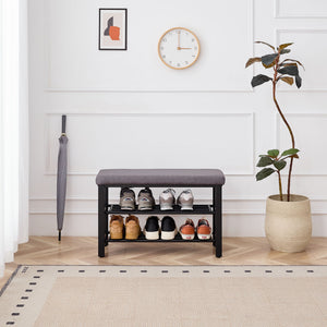Shoe Bench With Cushion, Storage Seat For Entryway