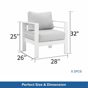 Modern All-Weather Patio Armchairs & Thick Cushions (Set of 2)