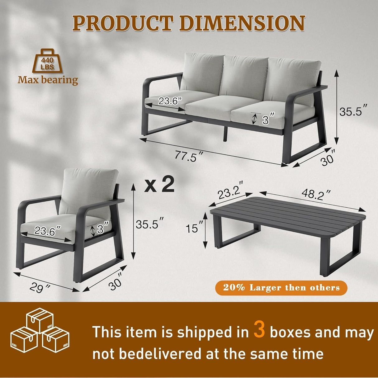 FR One Three-Seater + Two Single Seats + One Coffee Table