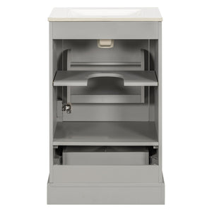 Bathroom Vanity With Sink, Soft Close Door, Adjustable U-Shaped Shelf