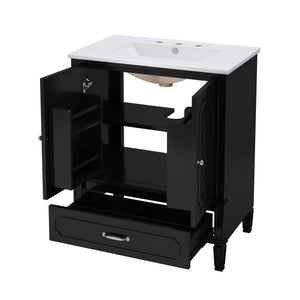 Vintage Style Bathroom Vanity With Sink, Multi Functional Storage, Soft-Closing Door