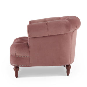 Victorian Tufted Upholstered Accent Chair with Nailhead Trim - Dark Red, Blue, or Pink