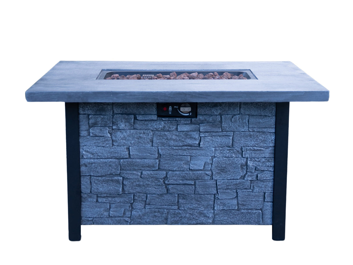 44"W x 25"H Outdoor Propane Fire Pit Table, 50,000 BTU, Cultured Stone