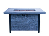 44"W x 25"H Outdoor Propane Fire Pit Table, 50,000 BTU, Cultured Stone