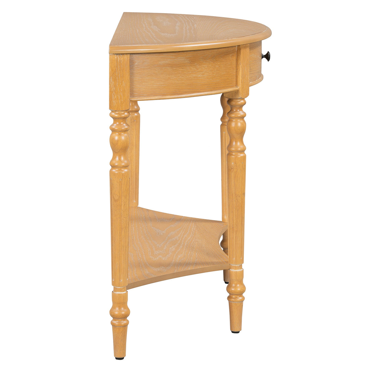 TREXM Farmhouse Half Moon Console Table with Drawer & Shelf