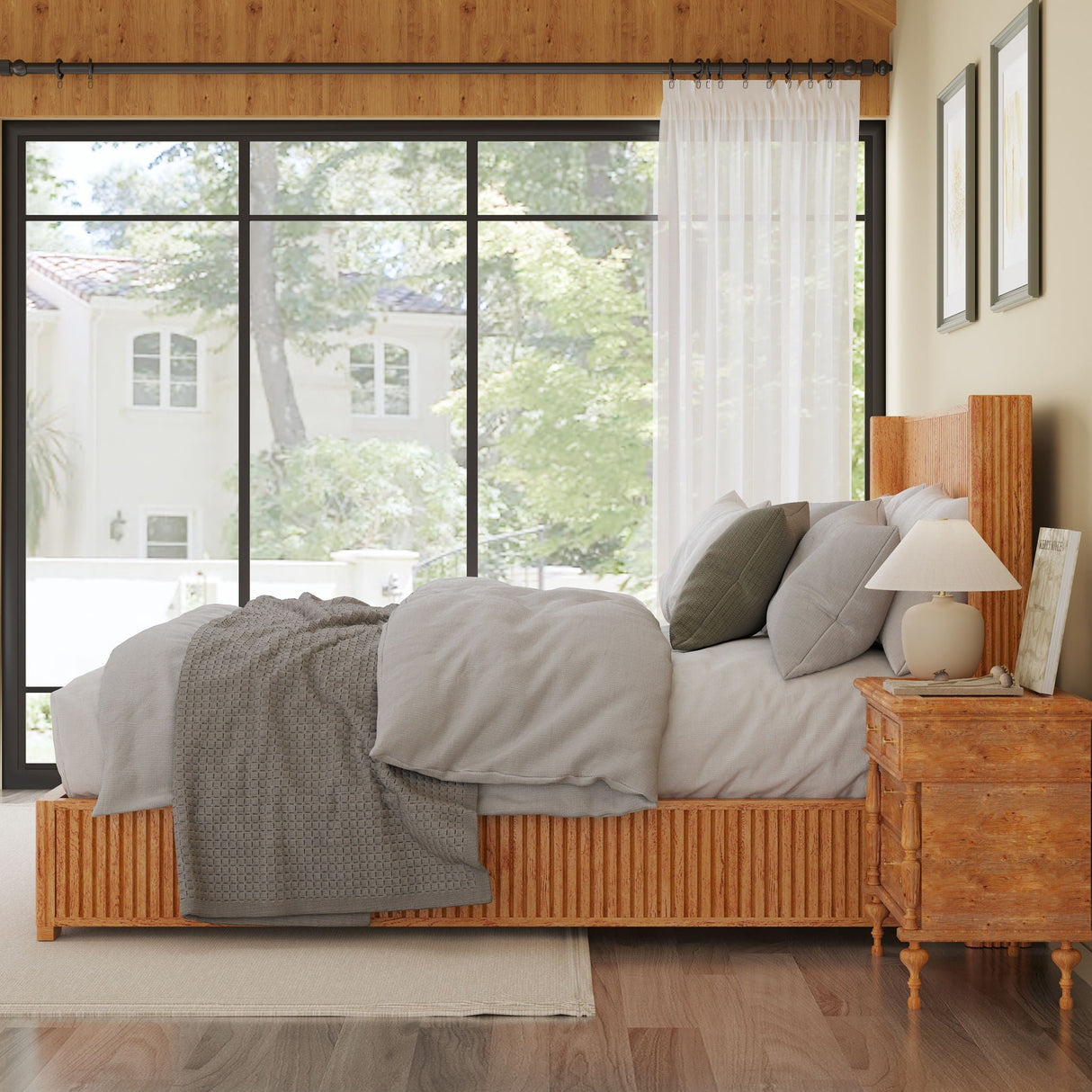 Platform Bed Frame With Headboard, Floor Standing Design