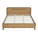 Pine Solid Wood Queen Size Bed, Rustic Yellow