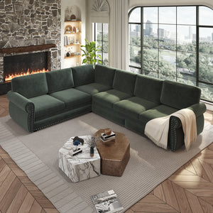 118" L-Shaped Convertible Sofa Couch