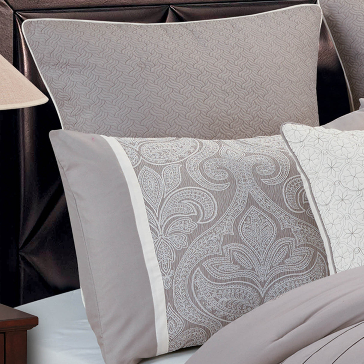 Winthrop Grey Damask Jacquard 9-Pc Comforter Set