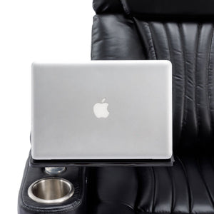 270° Power Swivel Recliner Home Theater Chair With Hidden Arm Storage, LED Light, Cup Holder, And Tray Table