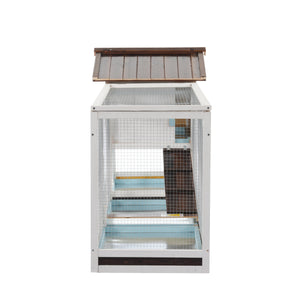 Outdoor Multi-Level Fir Wood Rabbit Hutch