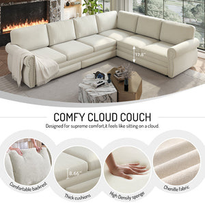 118" L-Shaped Convertible Sofa Bed