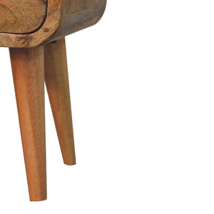 Solid Wood Extra Mini Oak-ish Curve Open Slot Nightstand