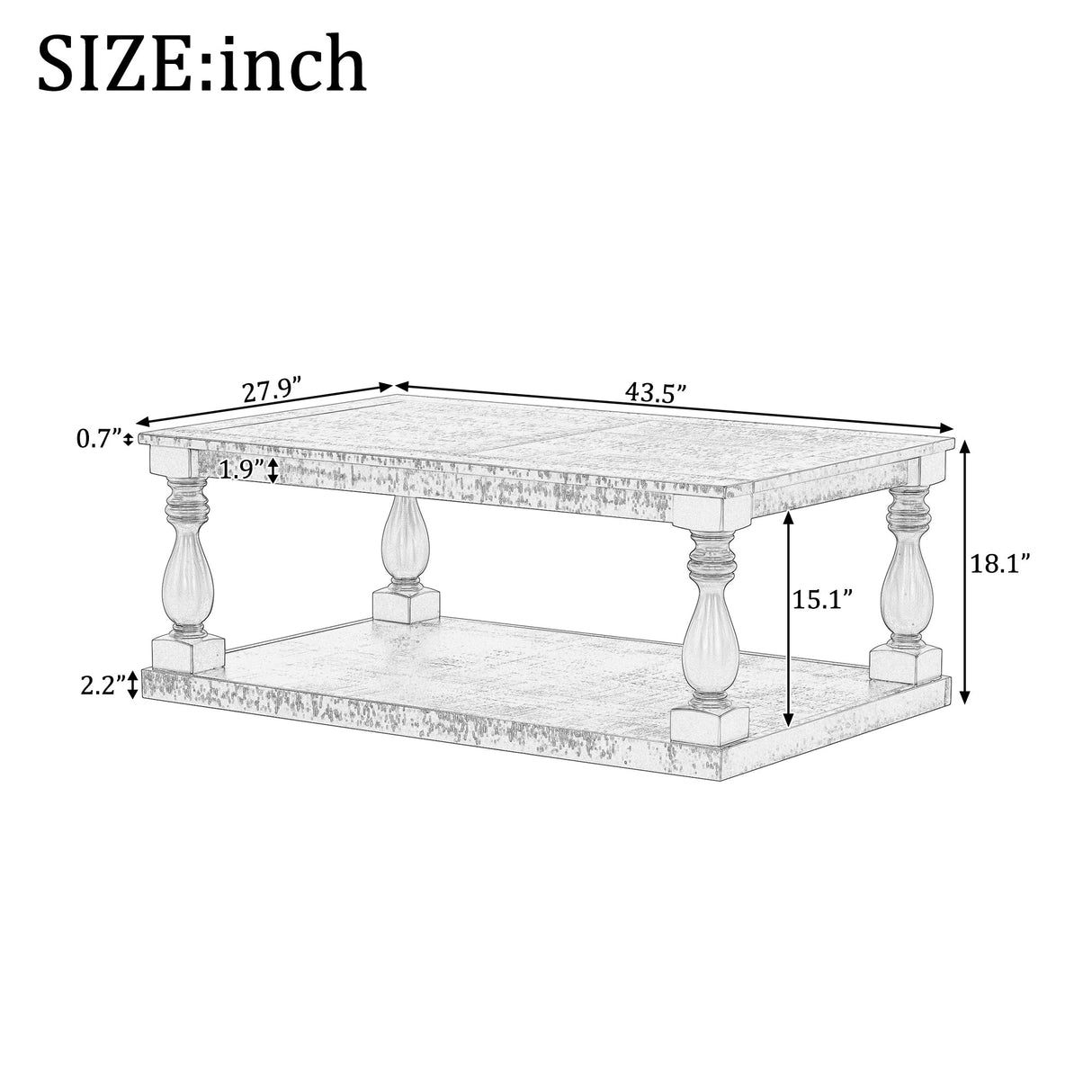 U_STYLE Vintage Coffee Table