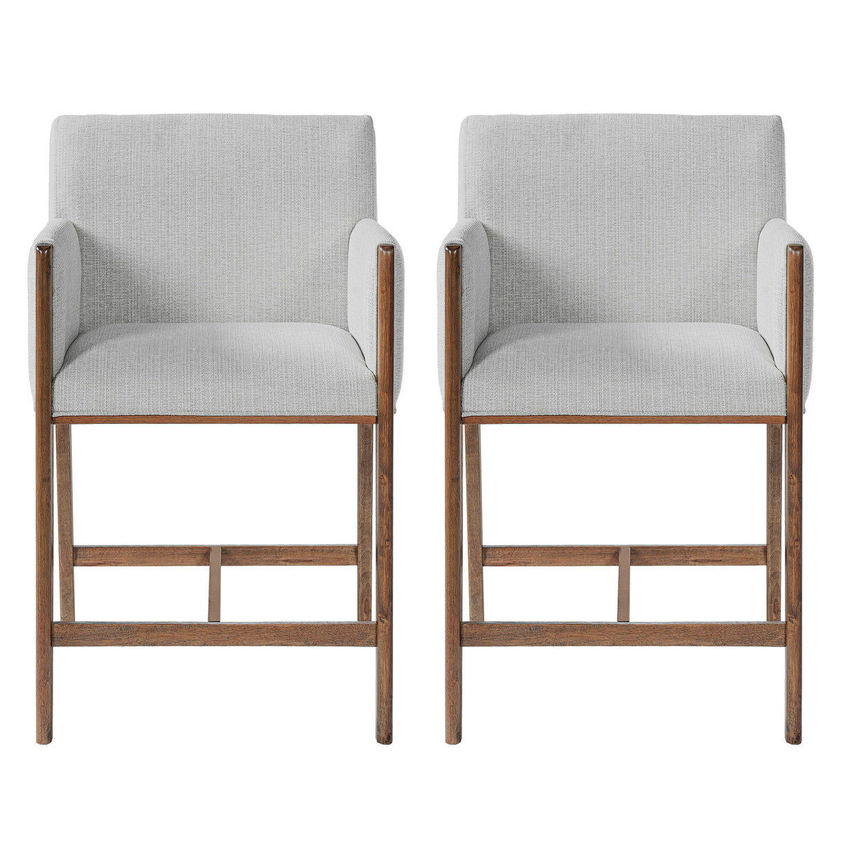 24'' Seat Height Upholstered Counter Stools with Arms for Kitchen Island/Dining Room, Set of 2