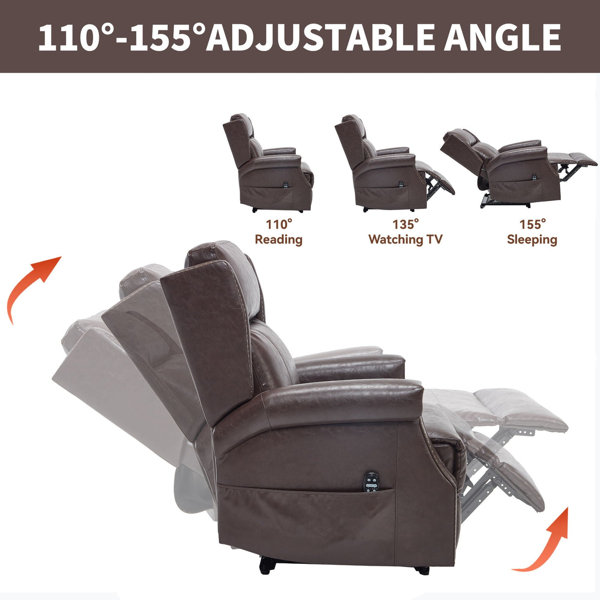 Manual Recliner Chair  With Heavy Duty Motion Mechanism, 8 Vibrating Nodes And 3 Massage Modes For Living Room