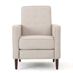 Mid-Century Modern Recliner With Button Tufted Waffle Stitch