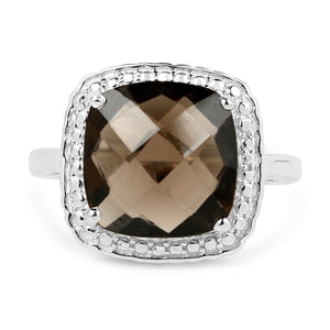 3.96 Carat Genuine Smoky Quartz .925 Sterling Silver Ring