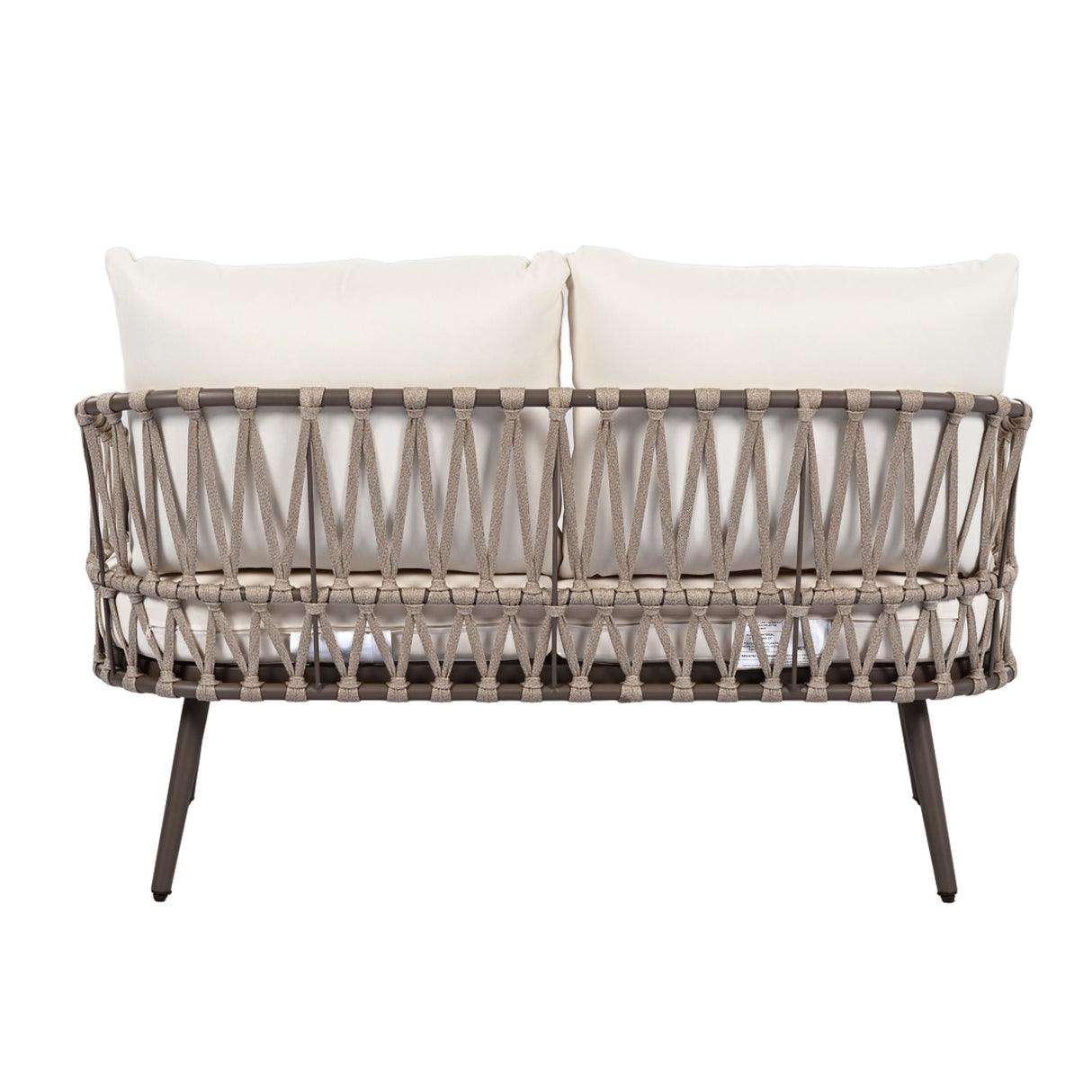 4-Piece Outdoor Patio Furniture Set with Metal Frame and Woven Rope