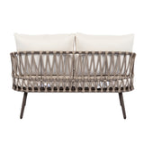 4-Piece Outdoor Patio Furniture Set with Metal Frame and Woven Rope