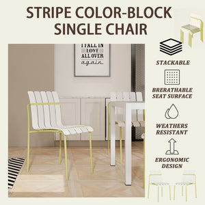 4 Piece Set Of Modern Color Block Designed Single Chairs With Round Table