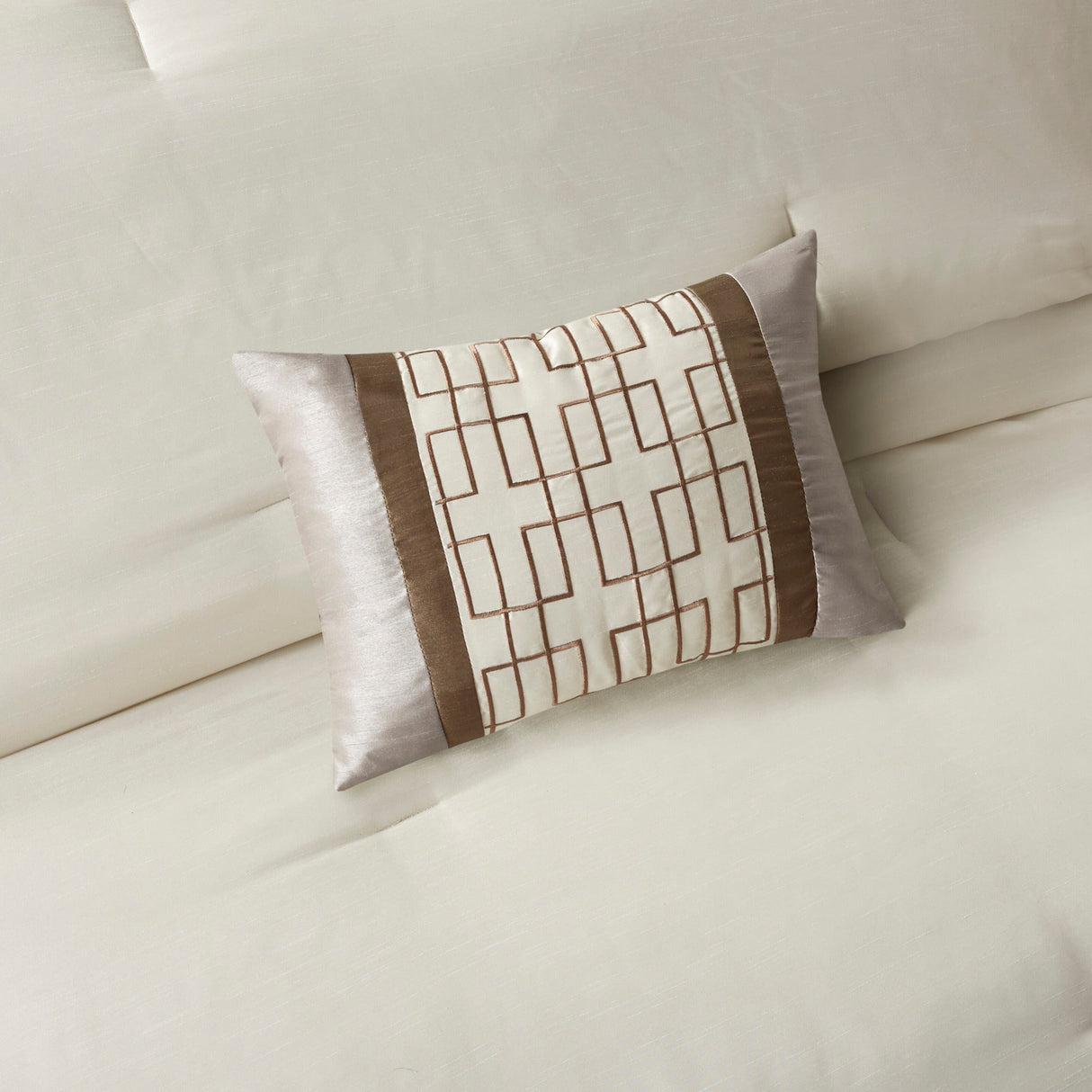 7 Piece Comforter Set Taupe/Brown Queen