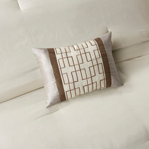 7 Piece Comforter Set Taupe/Brown Queen