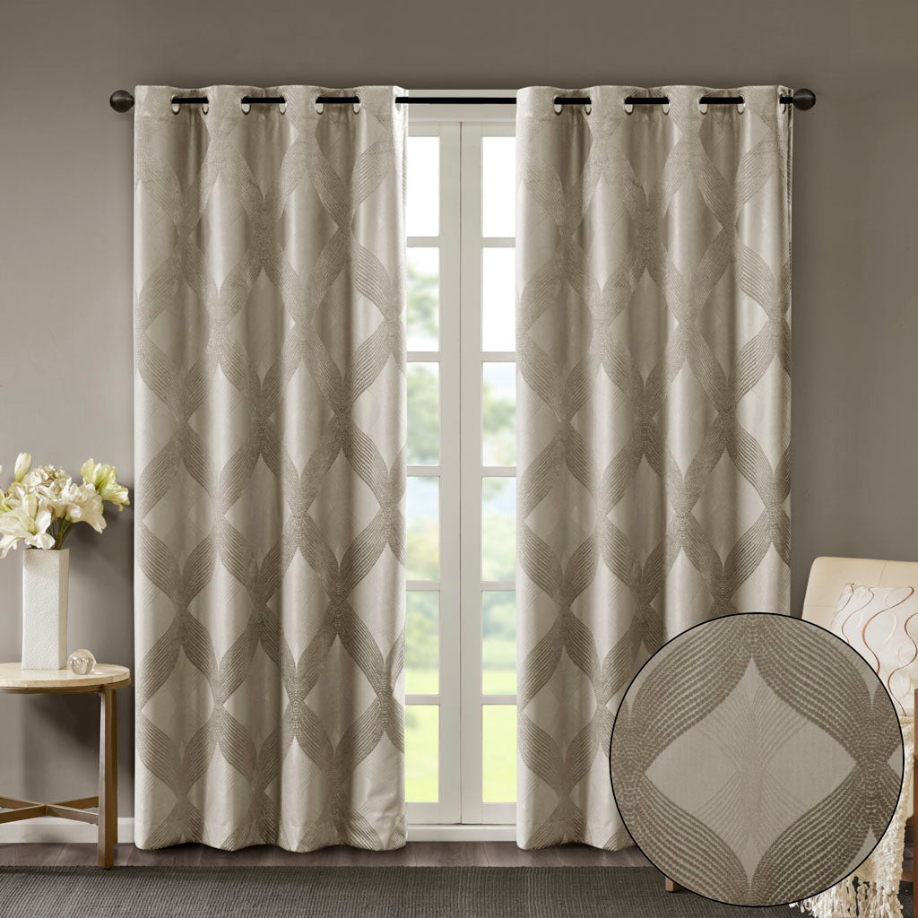 Ogee knitted jacquard total blackout curtain panel (only 1 pc panel)