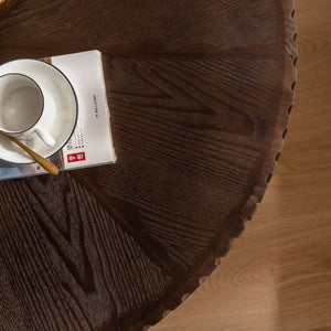 Round Retro Coffee With Solid Wood Legs