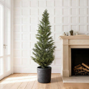 Realistic Artificial Cypress Tree, UV Resistant Indoor / Outdoor Topiary Plant For Decoration - Green Leaves