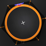 14ft powder-coated advanced trampoline with basketball hoop inflator and ladder(outer safety enclosure) orange