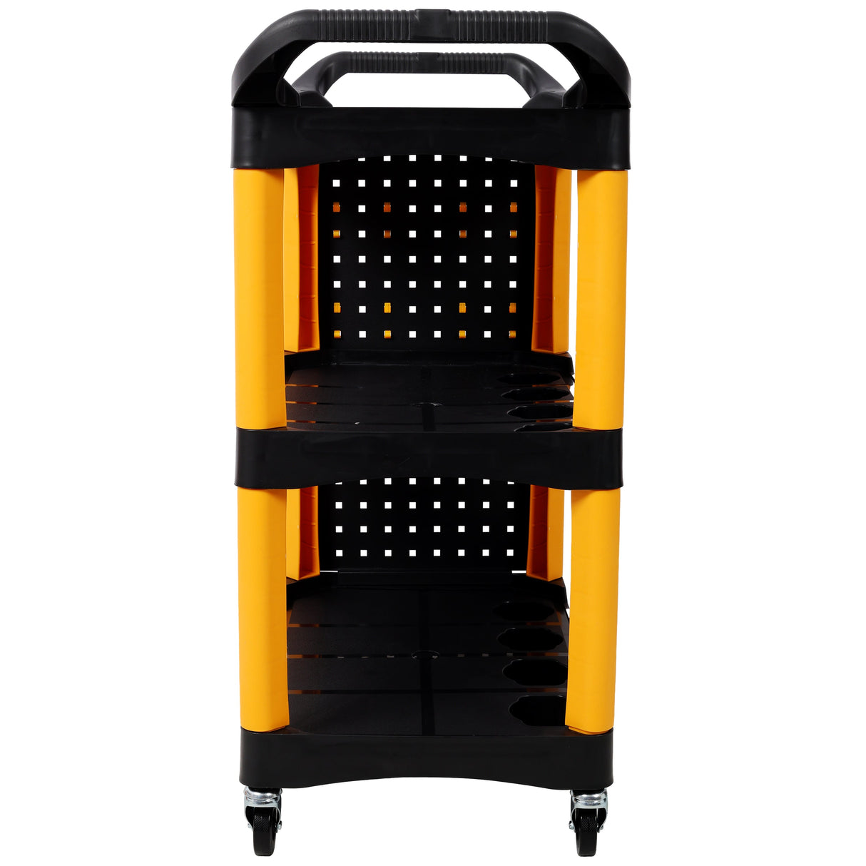 3 Tier Rolling Auto Detail Cart With Wheels - Yellow & Black